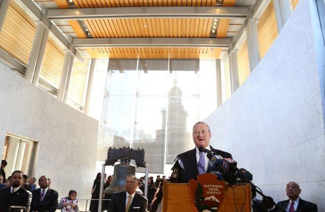 Mayor Kenney speaks at 32nd National Bell Ringing Ceremony at the Liberty Bell on January 16
