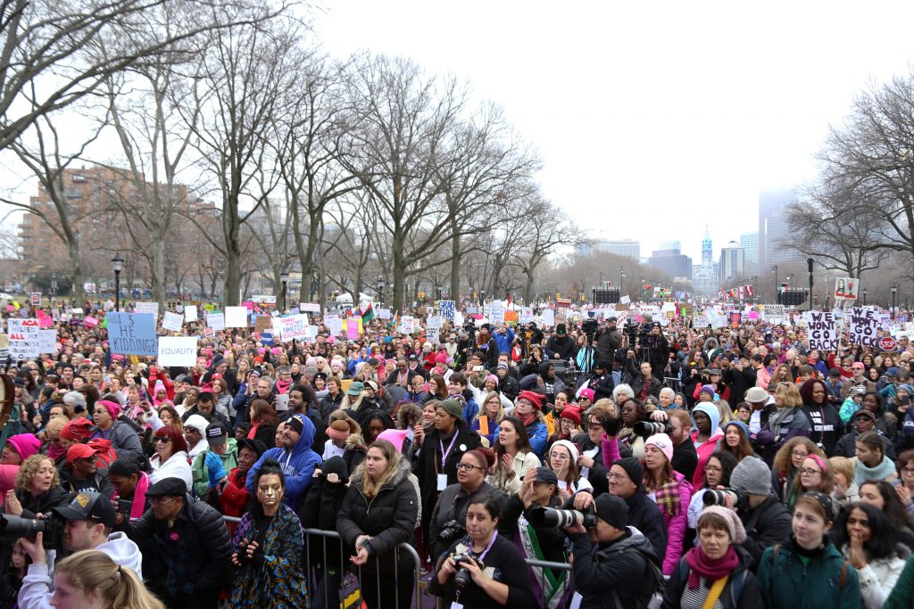An estimated 50,000 people at Women’s March on Philadelphia.
