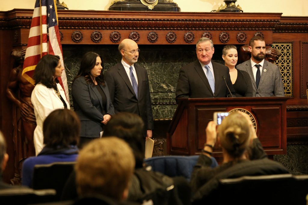 Mayor Kenney, Governor Tom Wolf and representatives from Planned Parenthood hold a press conference on PA-SB3.
