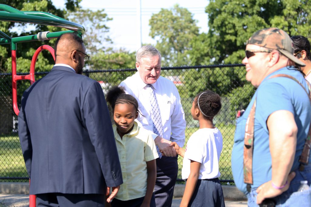 Mayor Kenney visit Tustin Playground