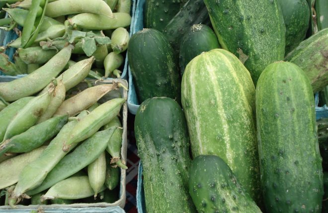 Cucumbers and green beans