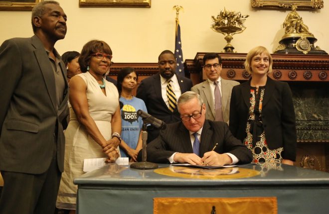 Mayor Kenney signs to join the coalition of Climate Mayors for 100% Clean Energy