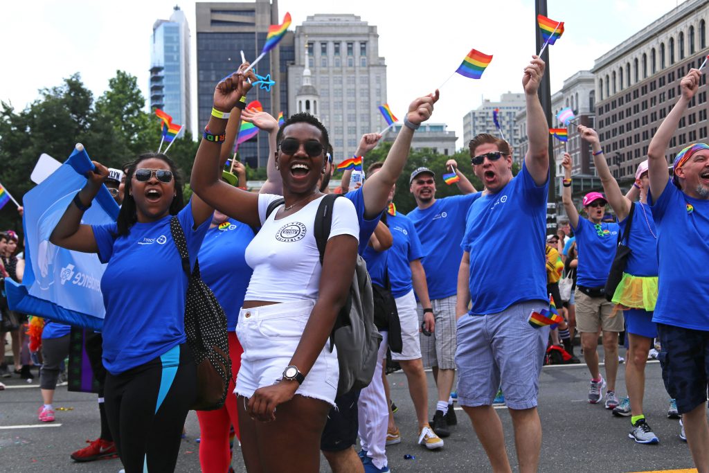 Participants march during the 29th Annual LGBT Pride Parade and Festival