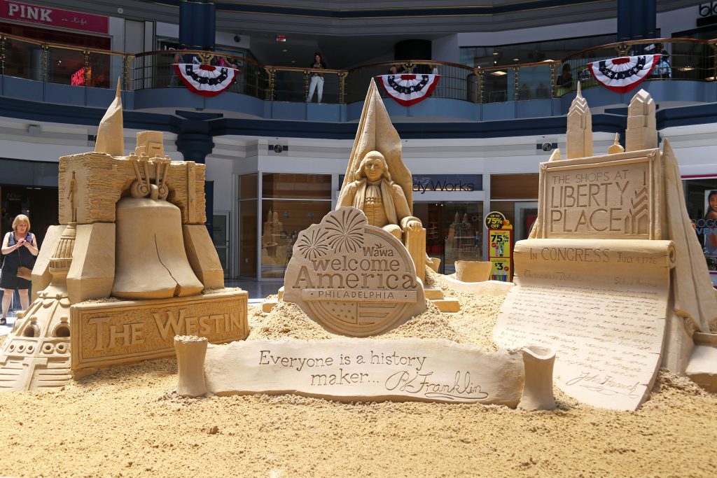 Wawa Welcome America debuts sand sculptures at The Shops at Liberty Place