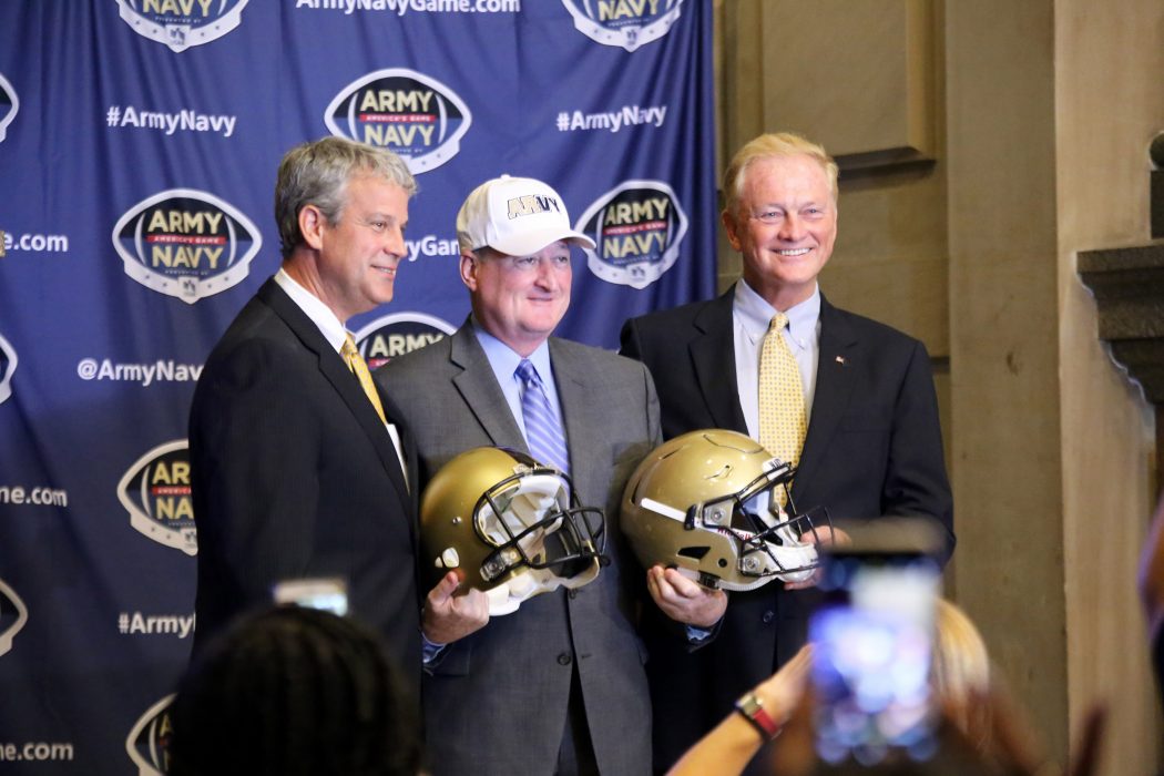 Mayor Kenney joined the Athletic Directors from the U.S. Military Academy and the U.S. Naval Academy to announce that Philadelphia is the site of the Army Navy Game for 2017, 2018, 2019, 2020, and 2022.