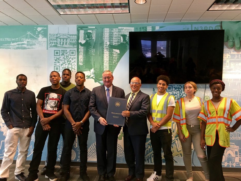 Mayor Kenney attended a celebration for six community school students who participated in summer internships with the Streets Department Survey Bureau