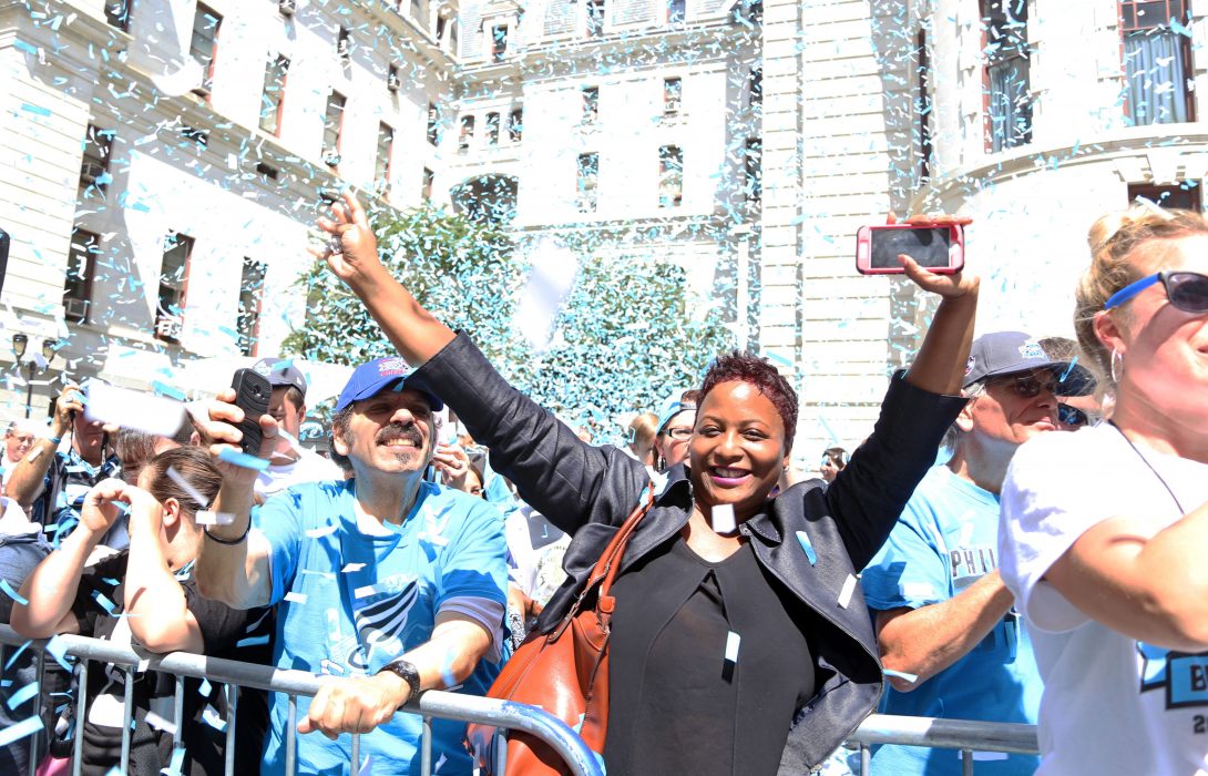 The Philadelphia Soul celebrated being the champions two years in a row with a rally at City Hall 