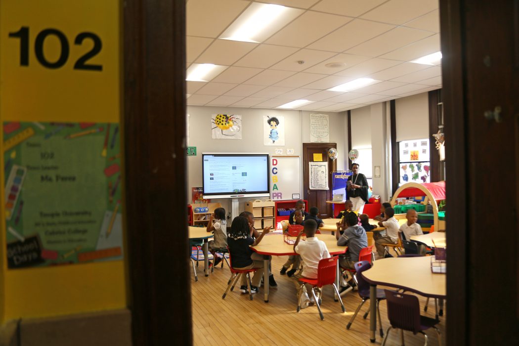 Students at Pennell Elementary enjoy the first day of school.