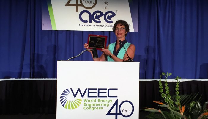 Mardi Ditze receiving an award for Energy Professional Development at the WEEC conference