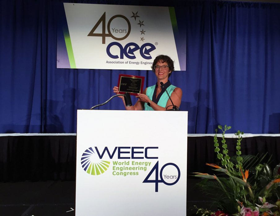 Mardi Ditze receiving an award for Energy Professional Development at the WEEC conference
