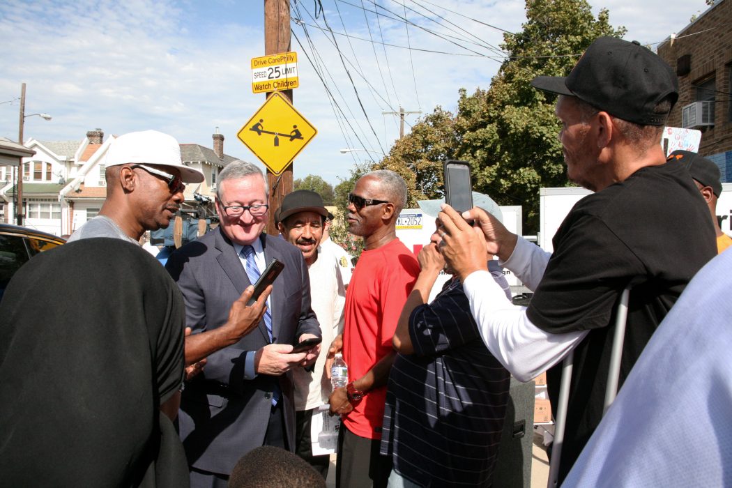Mayor Kenney enjoys time with residents during the American Red Cross Sound the Alarm, Save A Life event at Tustin Recreation Center