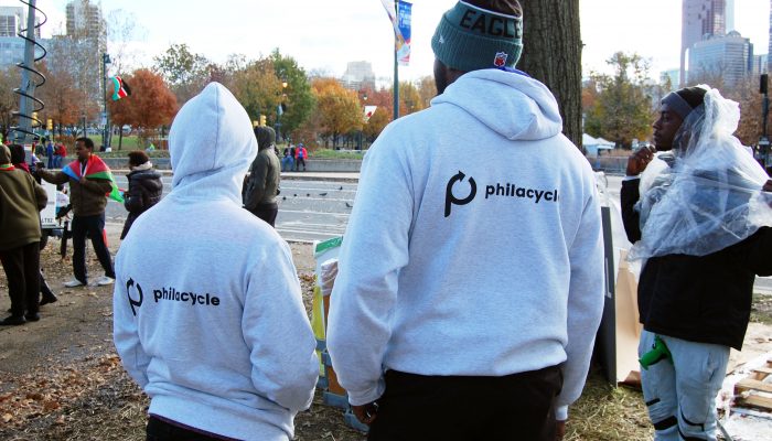 Philacycle volunteers at the 2017 Philadelphia Marathon