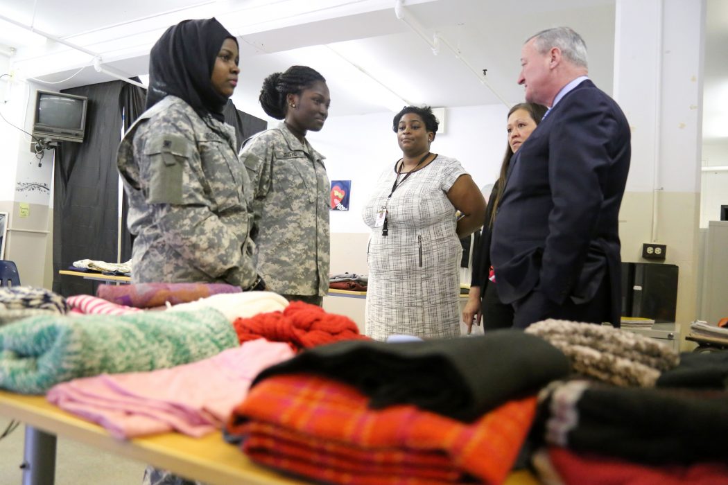 The Mayor visits South Philadelphia High School, one of the City’s first community schools, to see its “clothing closet” program on March 7. 