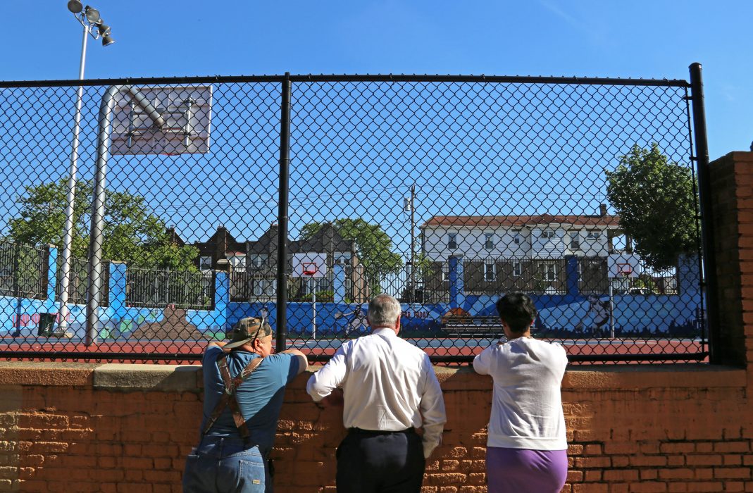 Mayor Kenney and officials tour Tustin Playground in Overbrook on May 17