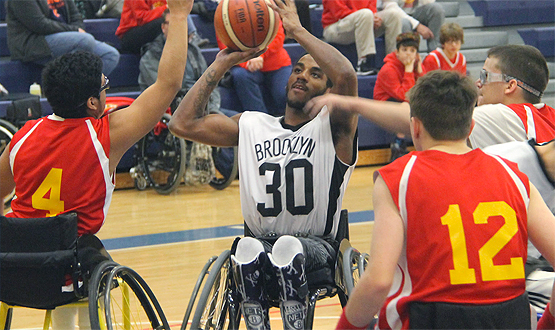 A wheelchair basketball game.