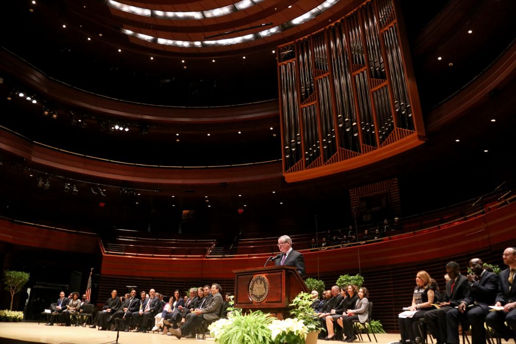 Mayor Kenney speaks at the 2018 Inauguration on January 2. 