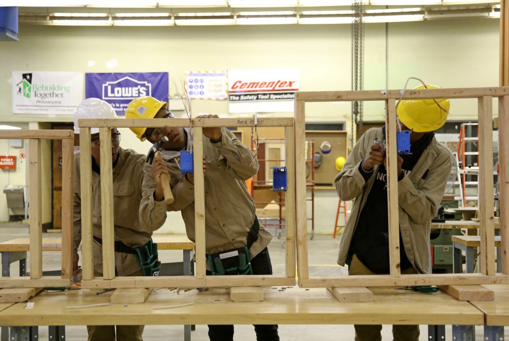 Students at A. Phillip Randolph CTE participated in construction program.