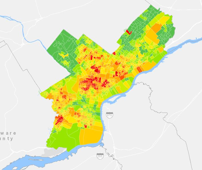 A map of the litter index across Philadelphia.