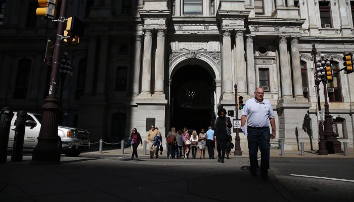 Crossing the Street at City Hall