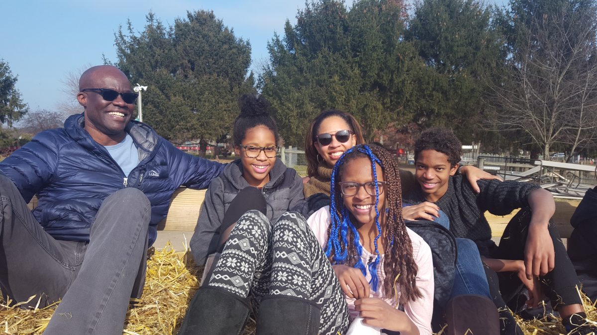 Angela McIver with her familhy on a hayride.