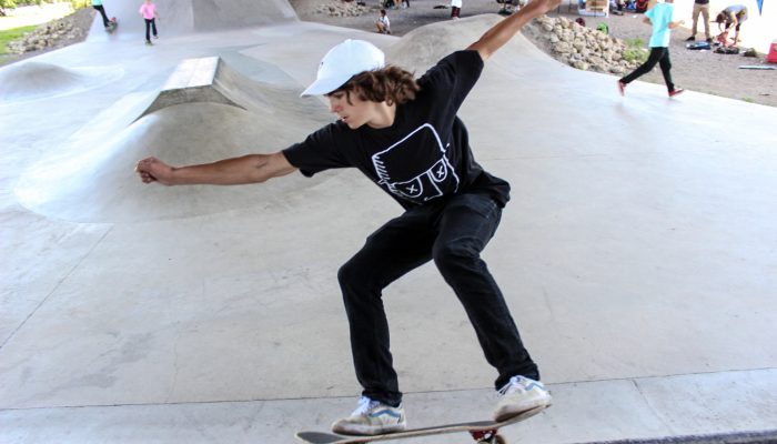 Skateboarder at Grays Ferry Crescent skate park
