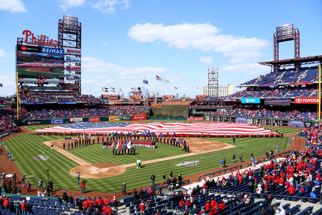 The Philadelphia Phillies celebrate their home opener on April 5.