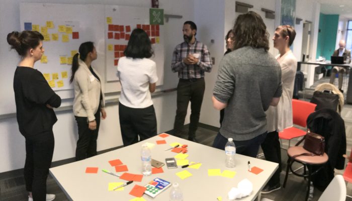 Local designers brainstorm in the group lead by Devika Menon, Service Designer at ODDT.