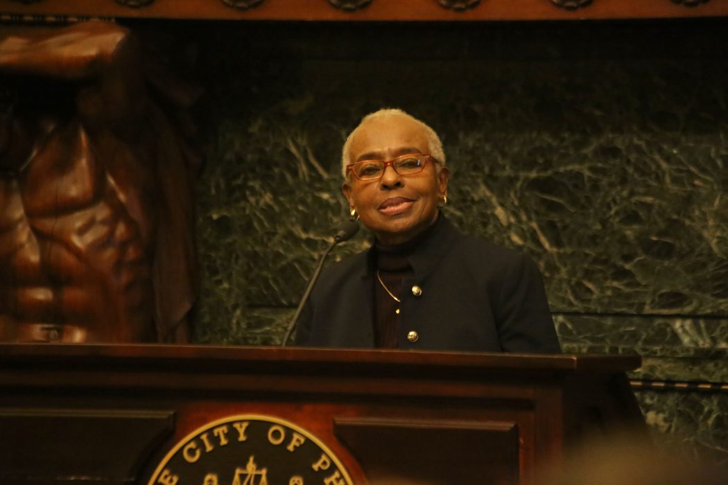 julia danzy speaking at a press conference announcing the new board of education members
