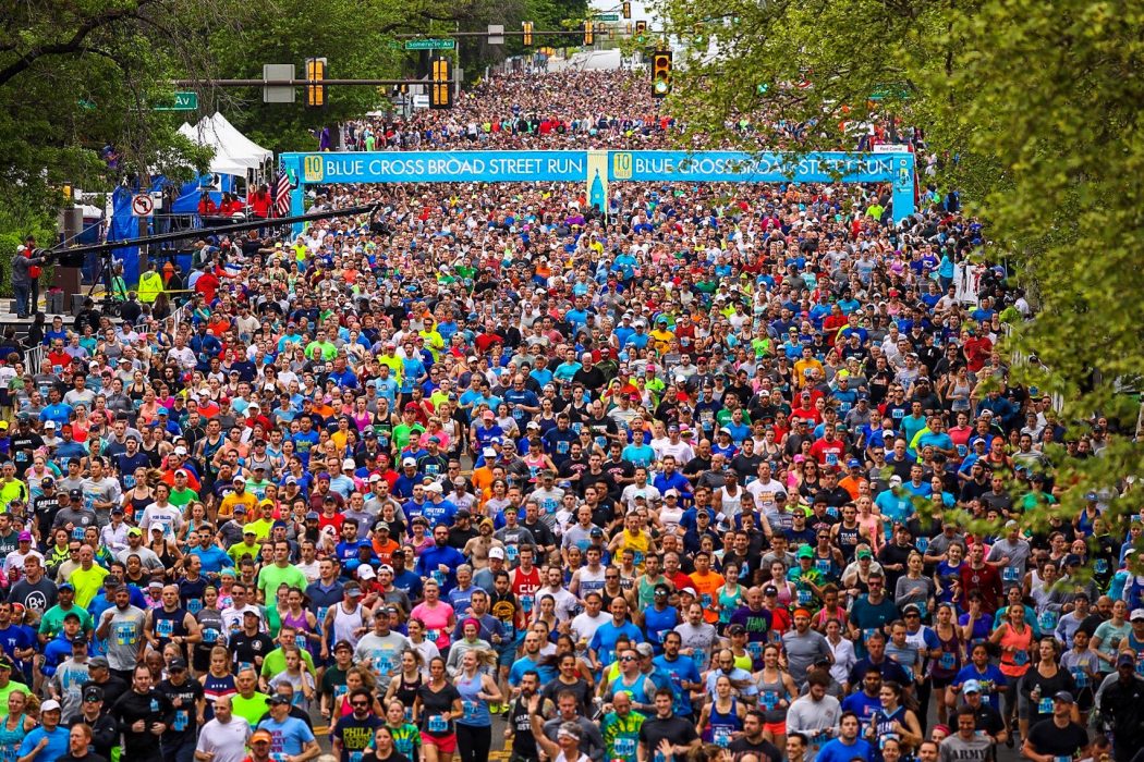 Runners participate in the 39th Annual Blue Cross Broad Street Run.