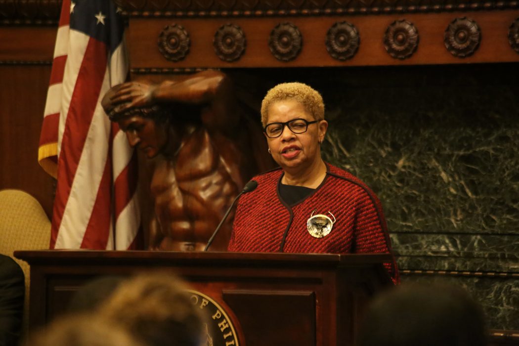 joyce wilkerson speaking at a podium