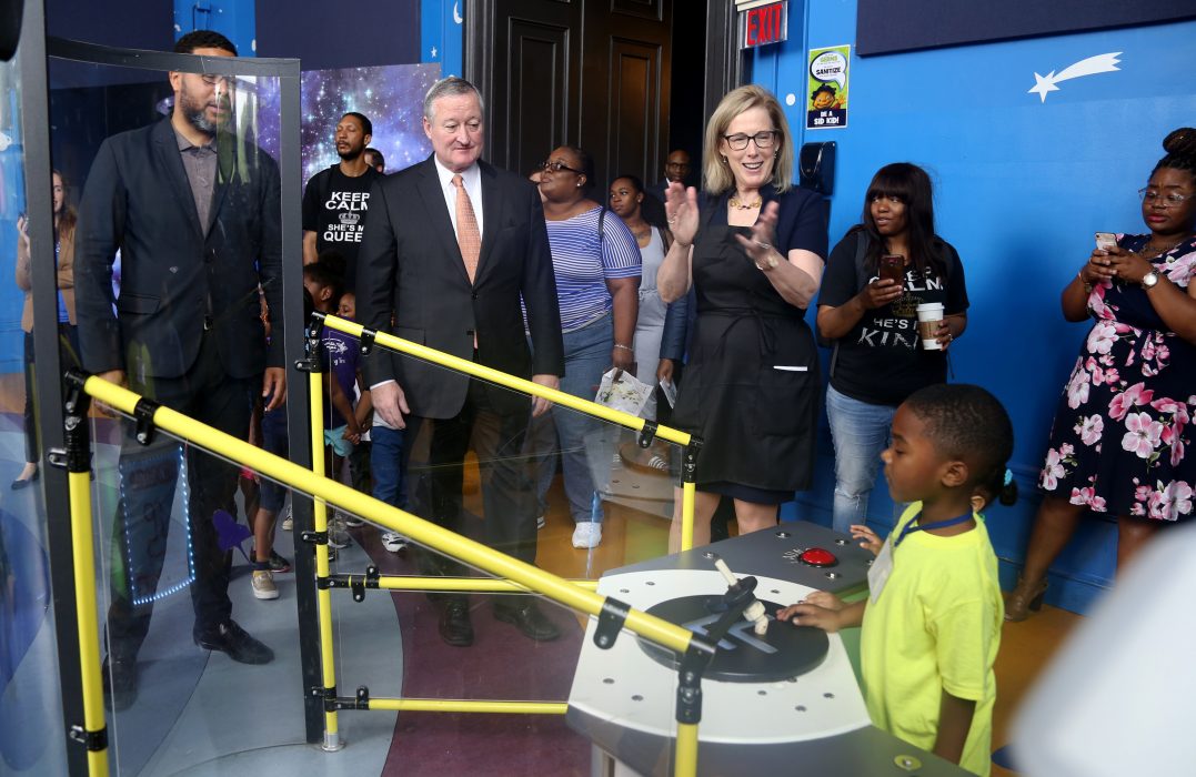 Mayor Kenney watches kids enjoy the PHLpreK end of year celebration at the Please Touch Museum on June 1.