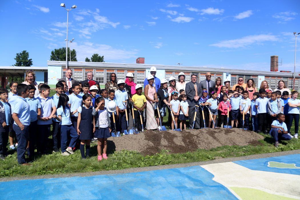 Mayor Kenney, school officials and students break ground for the new Solis Cohen school building on June 5.