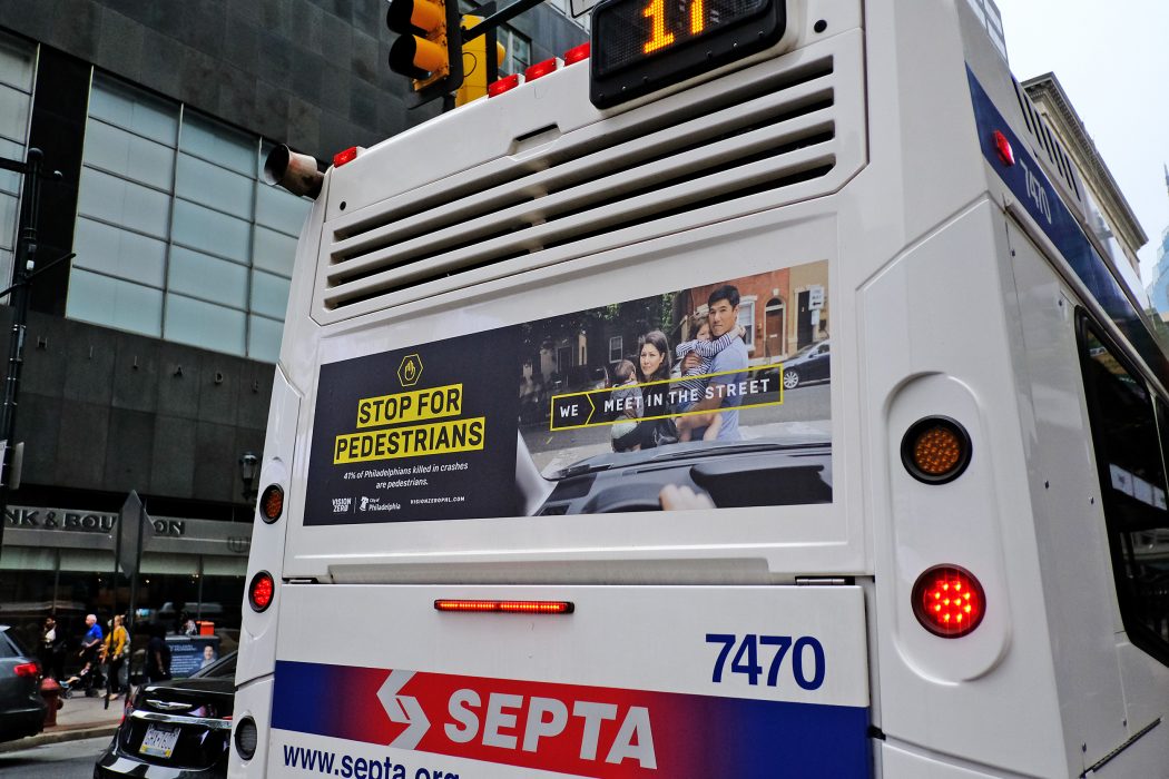 SEPTA Bus with Vizion Zero Ad on the back