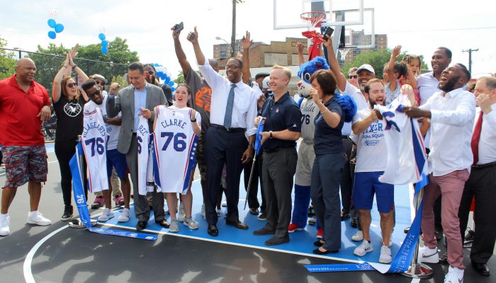 Ribbon cutting at Veterans Playground