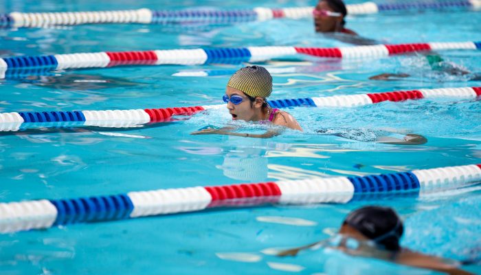 Children swimming at the Youth Swim Meet