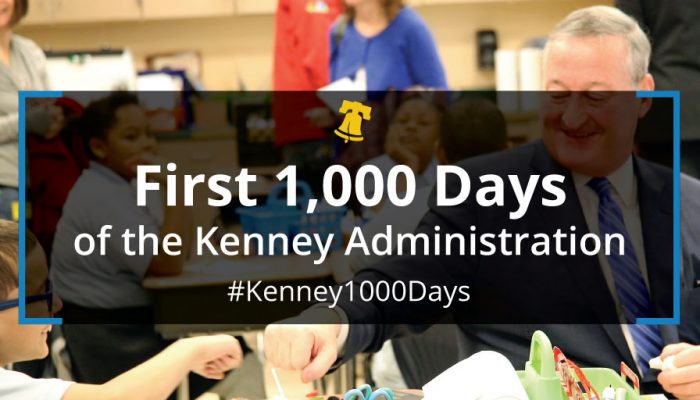 A graphic displaying "First 1,000 Days: The Kenney Administration"