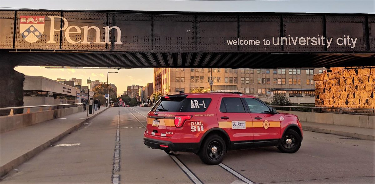 Fire Department SUV parked under Penn bridge