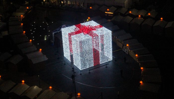 The Present at the Christmas Village in LOVE Park