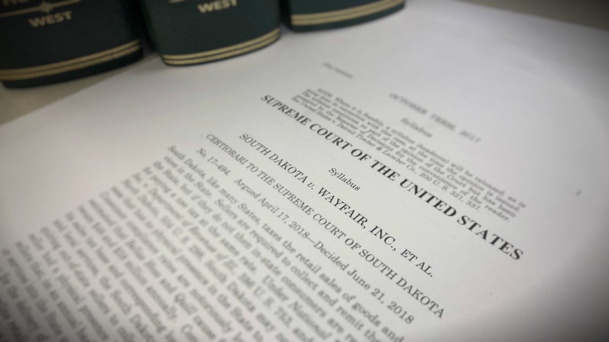 A copy of the June 2018 US Supreme Court decision in the case of South Dakota v. Wayfair, Inc