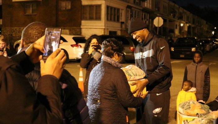 eagles player alshon jeffery gives meals to tilden school families tilden middle school philadelphia