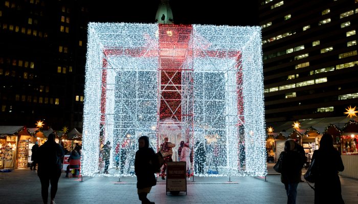 LOVE Park's The Present, made out of long string lights