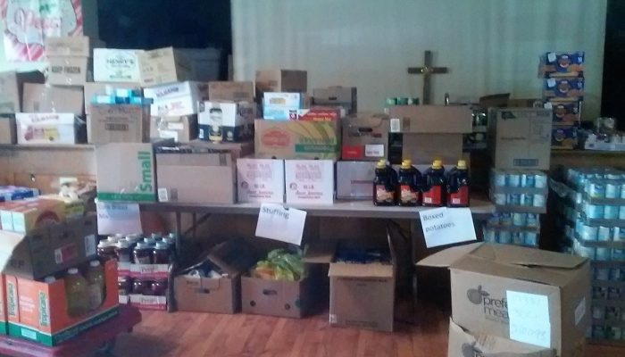 A food collection for a local donation drive