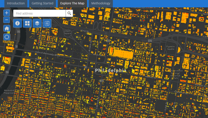 Screenshot of solar mapping application
