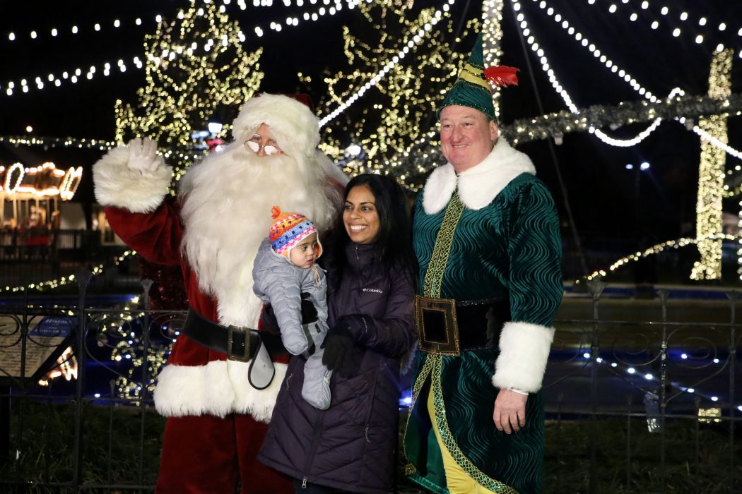 Buddy the Elf and Santa visit Franklin Square Park on December 12.