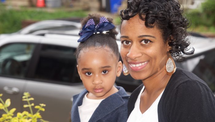 PHLpreK parent Denise Pickard and her daughter Oliviah sit and smile
