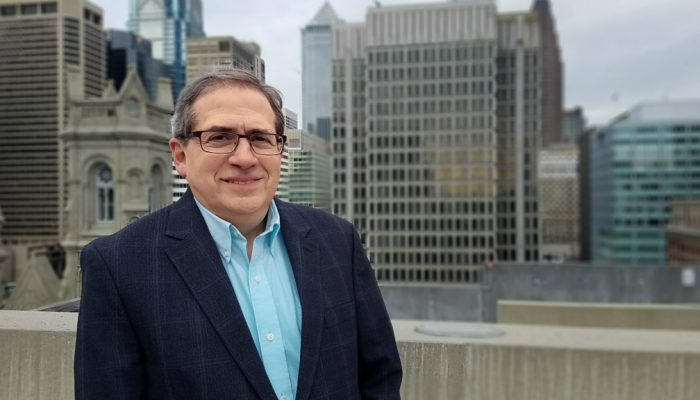 Revenue Senior Policy Analyst Jon Liss poses for a picture in Center City, Philadelphia