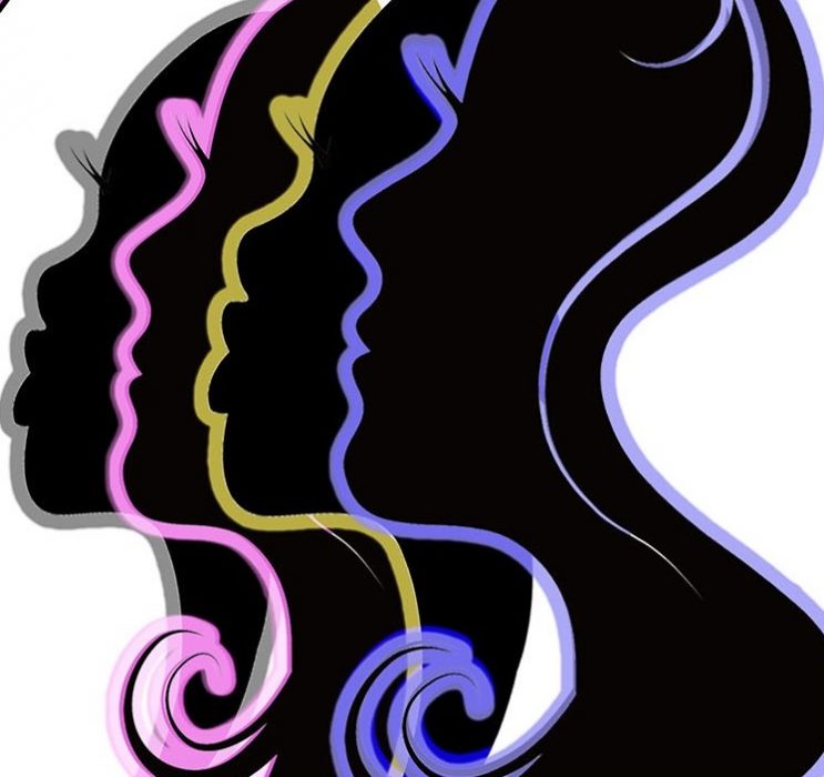 illustrated silhouette profiles of women