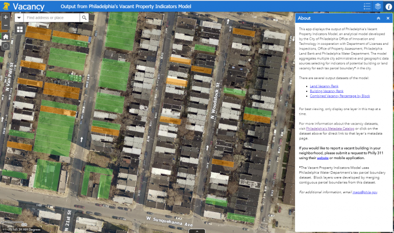 View of the City of Philadelphia's Vacancy Map