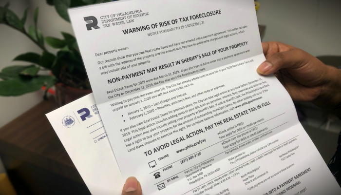 A letter warning a property owner about the risk of tax foreclosure