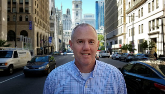 Audit Unit Director Jeffry Schott stands on North Broad Street in Center City, Philadelphia.